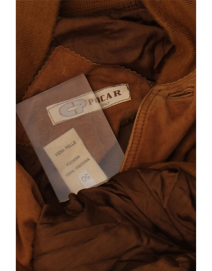 Bomber vintage pentru bărbați din piele intoarsa IT 50 mare, bej