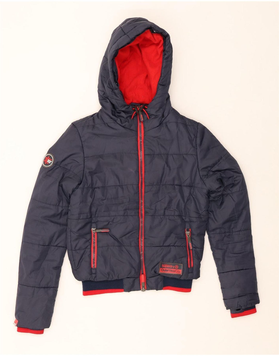 Jachetă căptușită cu glugă pentru bărbați SUPERDRY UK 36 Poliester bleumarin mic