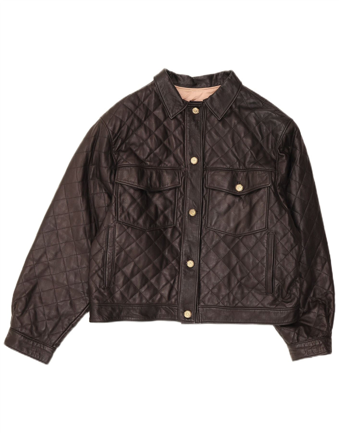 Jachetă de piele vintage pentru femei UK 14 Medium Black Leather