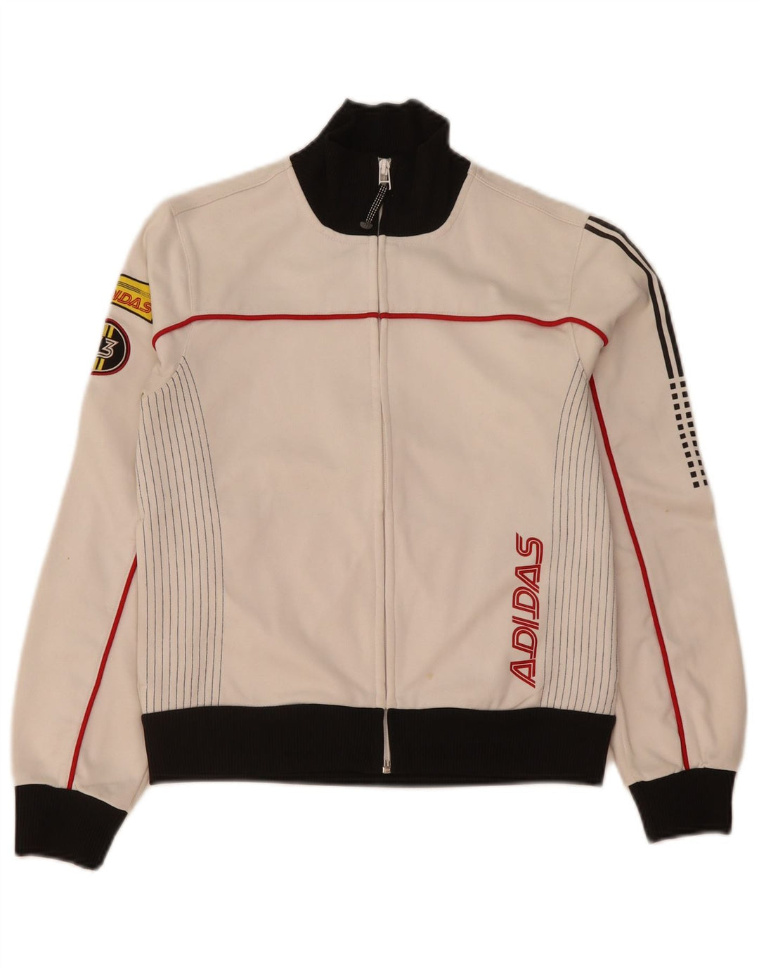 Jachetă de top pentru trening grafic Adidas pentru femei UK 12 Medium White Colorblock
