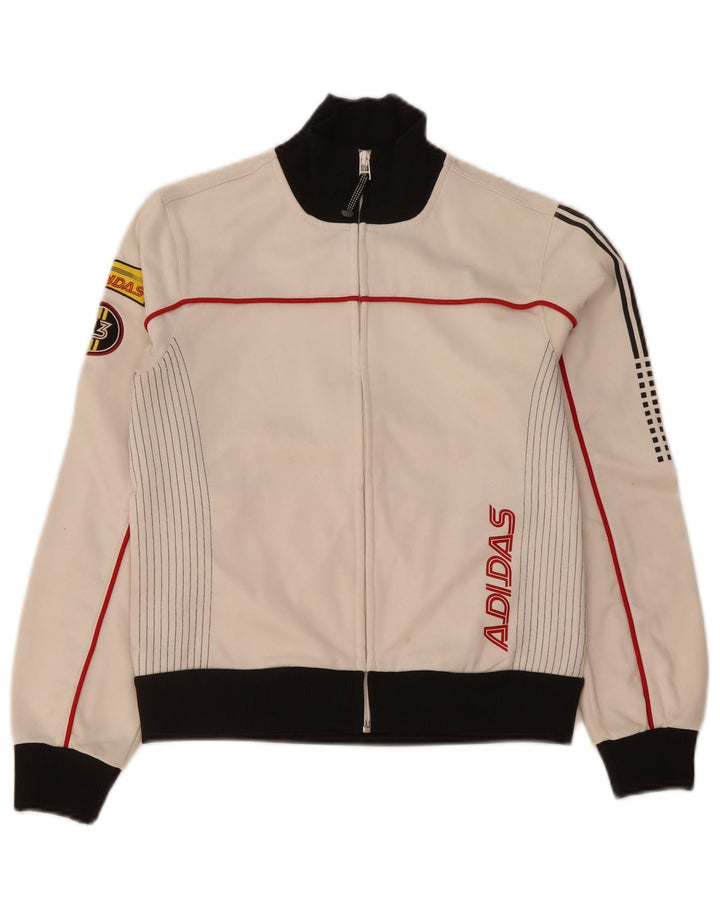 Jachetă de top pentru trening grafic Adidas pentru femei UK 12 Medium White Colorblock