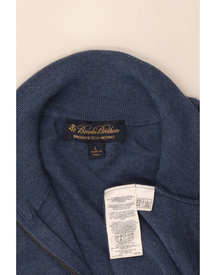 Pulover Brooks Brothers pentru bărbați, cu fermoar, lână albastră