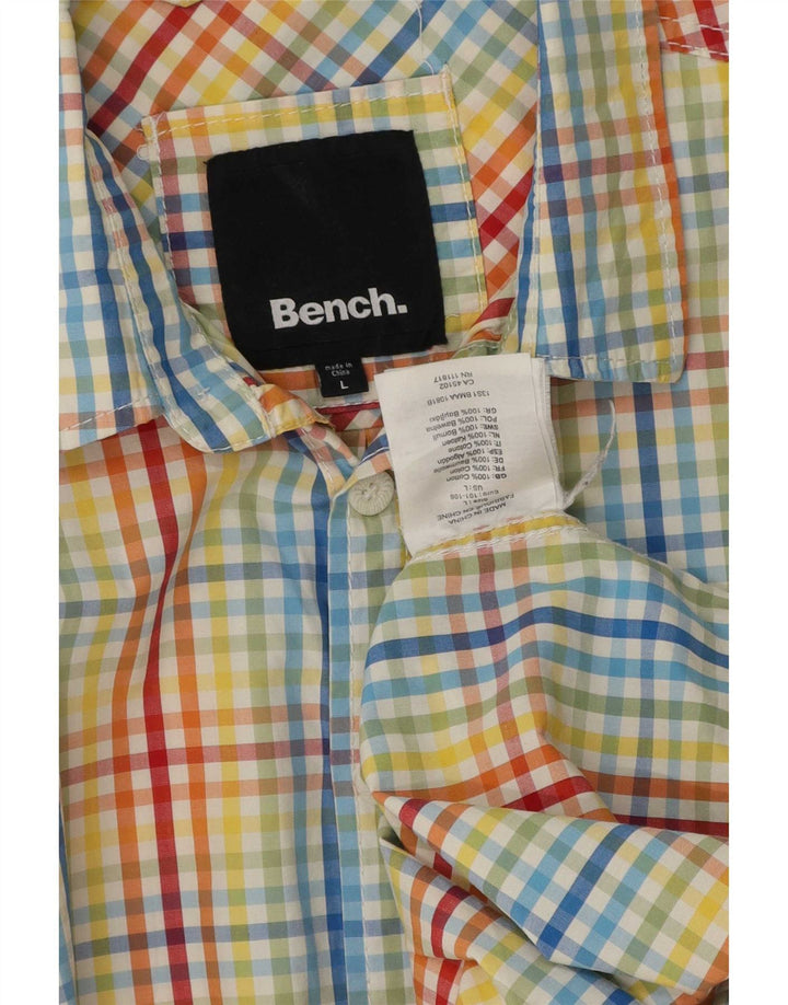 Cămașă cu mânecă scurtă pentru bărbați Bench, bumbac cu carouri multicolore