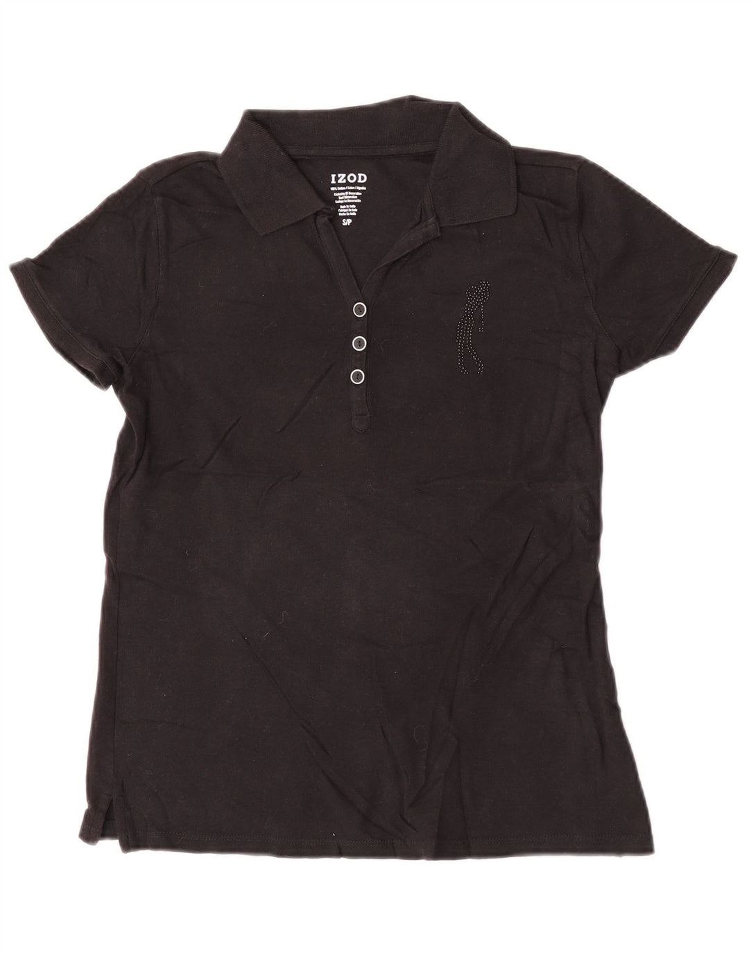 Tricou polo Izod pentru femei UK 10 mic bumbac negru
