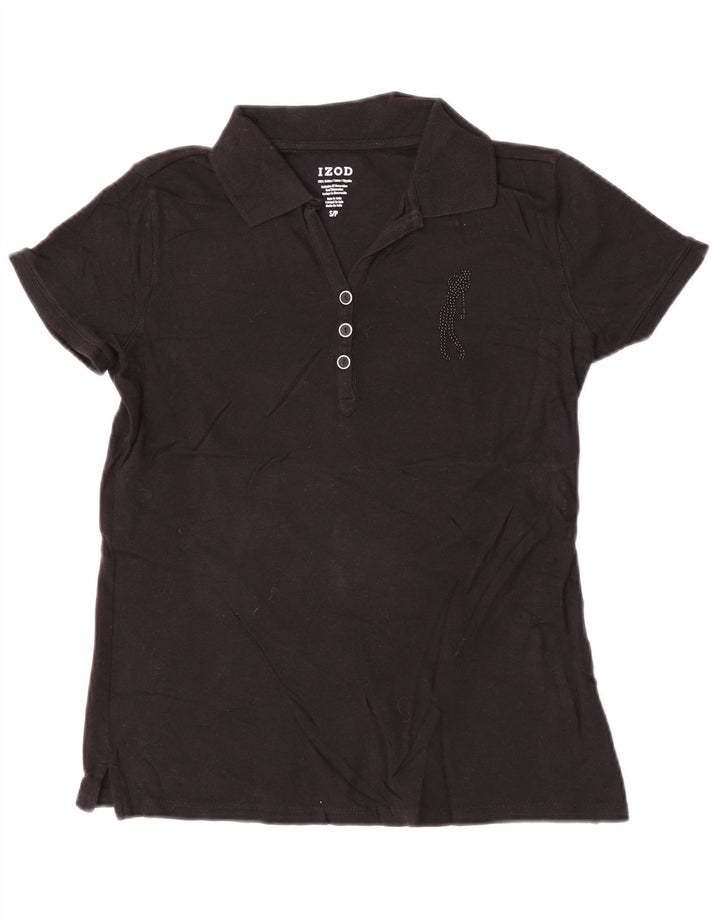 Tricou polo Izod pentru femei UK 10 mic bumbac negru