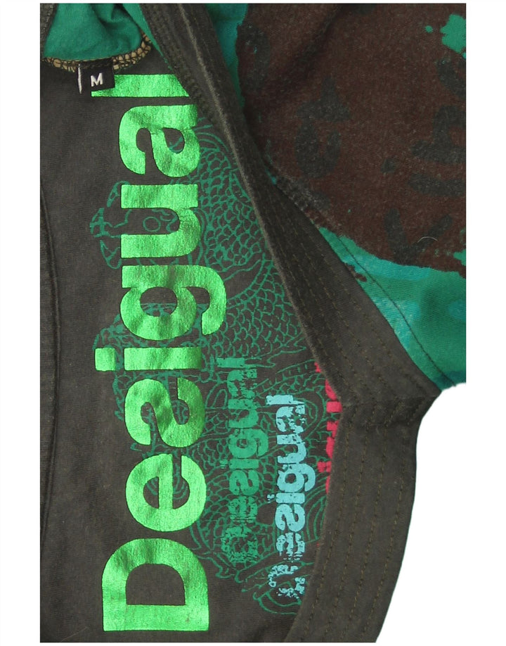 Desigual Womens Abstract Pattern Tunic Top UK 14 Medium Green Bumbac