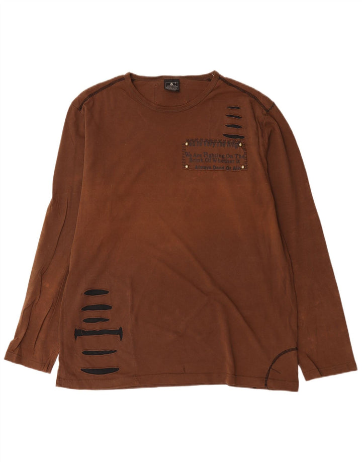 Bromfield Top pentru bărbați cu mânecă lungă 2XL, bumbac maro