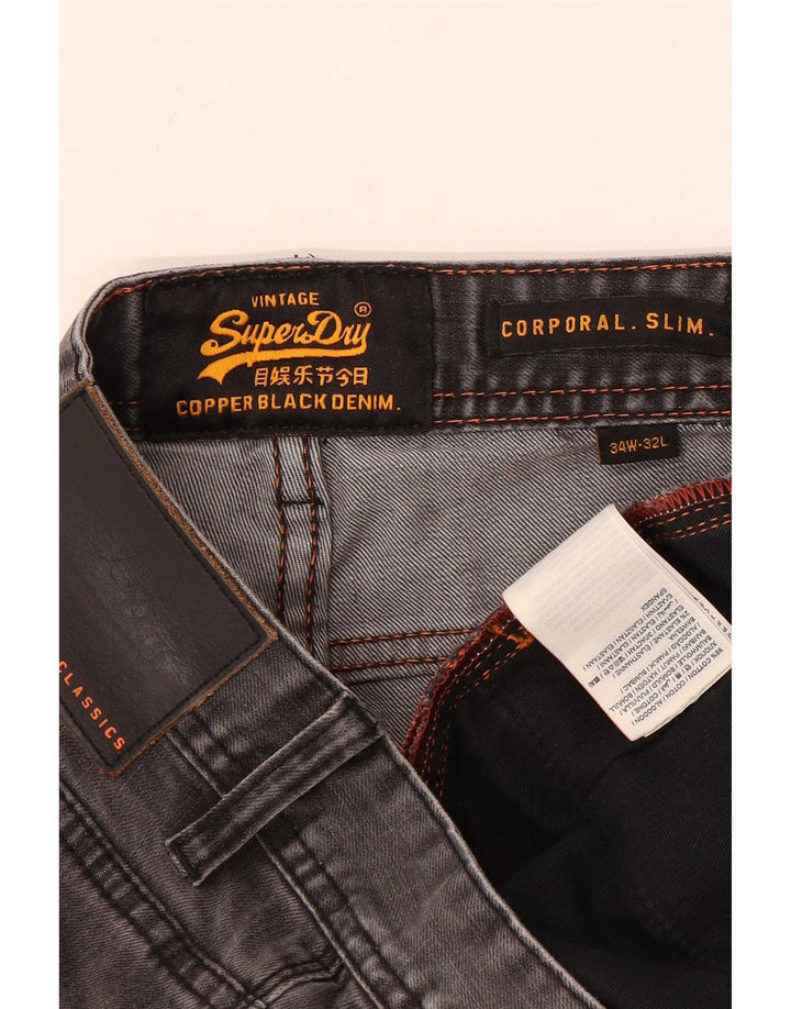 Blugi Superdry Corporal Slim pentru bărbați W34 L32 bumbac gri
