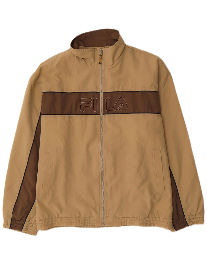 Jachetă de top pentru trening cu grafică pentru bărbați FILA, mare, bej, bloc de culoare