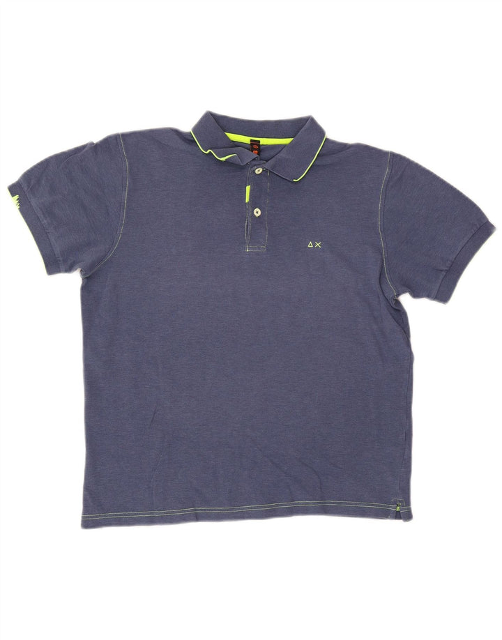 Tricou polo Sun68 pentru bărbați, bumbac, albastru bleumarin mediu
