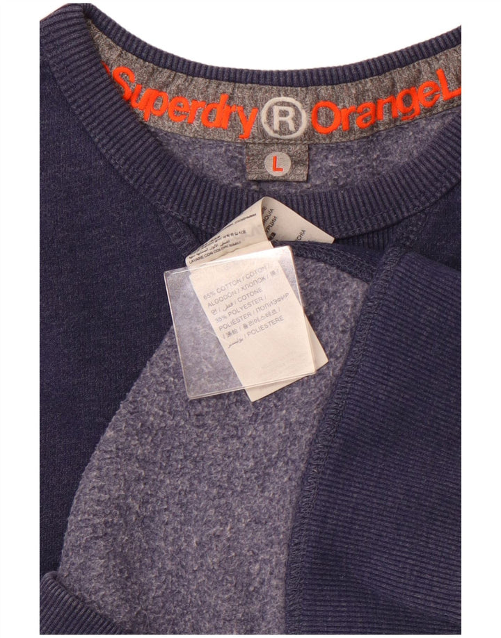 SUPERDRY Hanorac pentru bărbați Pulover mare din bumbac bleumarin