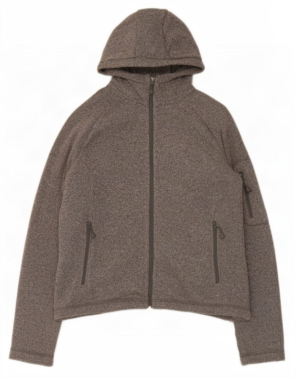 Jack Wolfskin Pulover cu capota cu fermoar pentru femei Marea Britanie 18/20 XL Poliester stricat gri