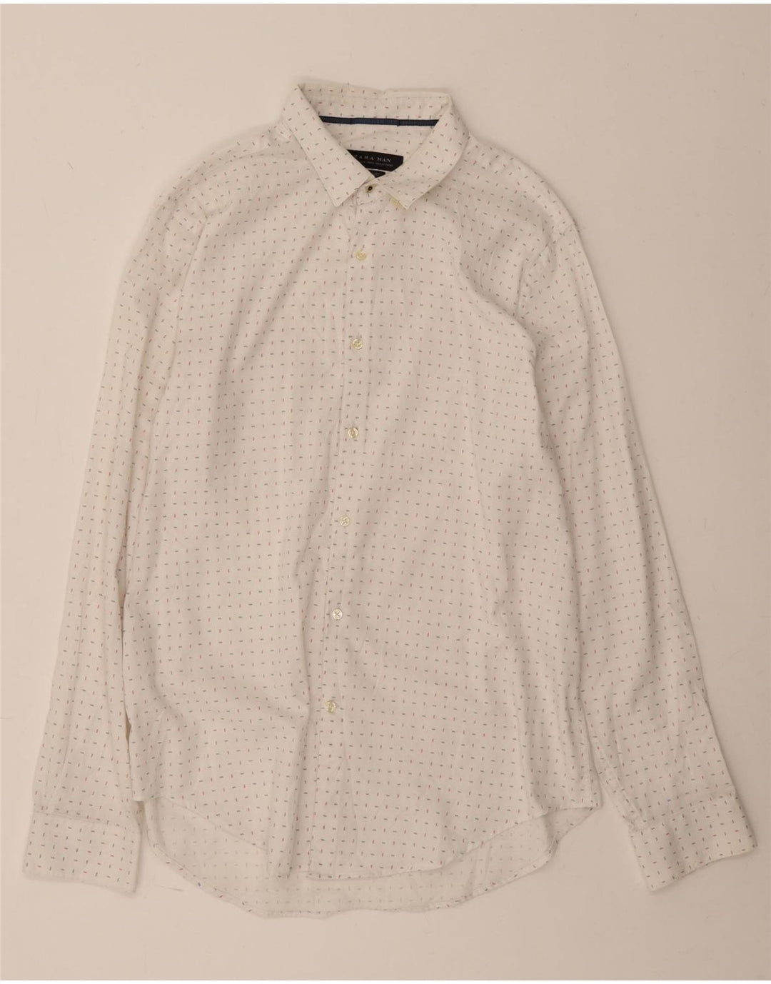 Cămașă ZARA Slim Fit XL Bumbac alb cu pete