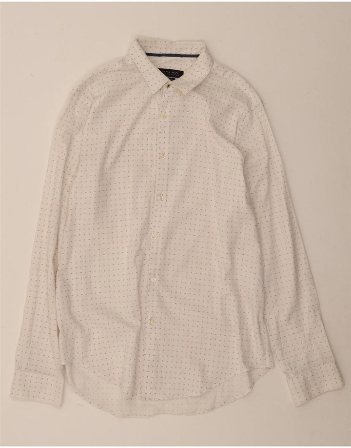 Cămașă ZARA Slim Fit XL Bumbac alb cu pete