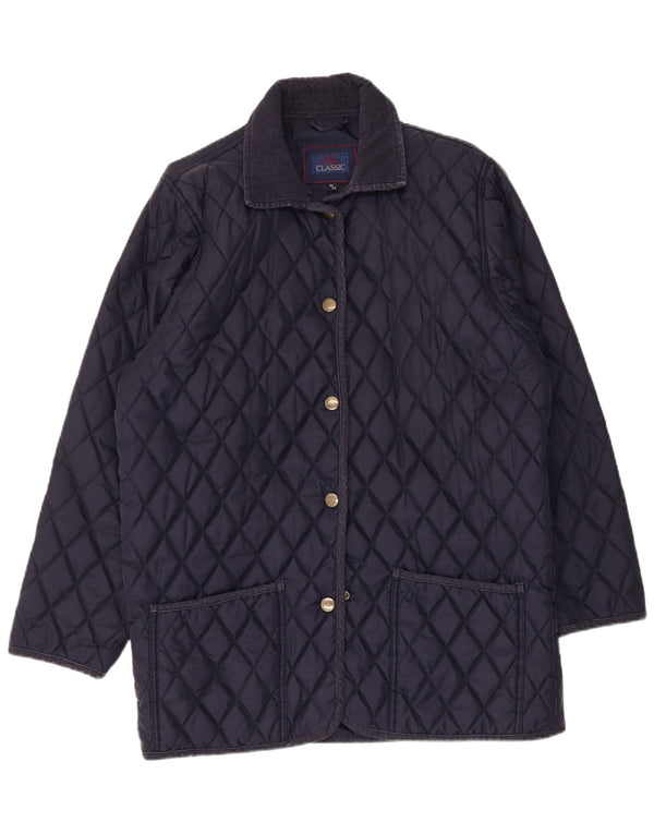 Vintage Womens Loose Fit Quilted Jacket EU 38/40Medium Navy Blue Polyamide