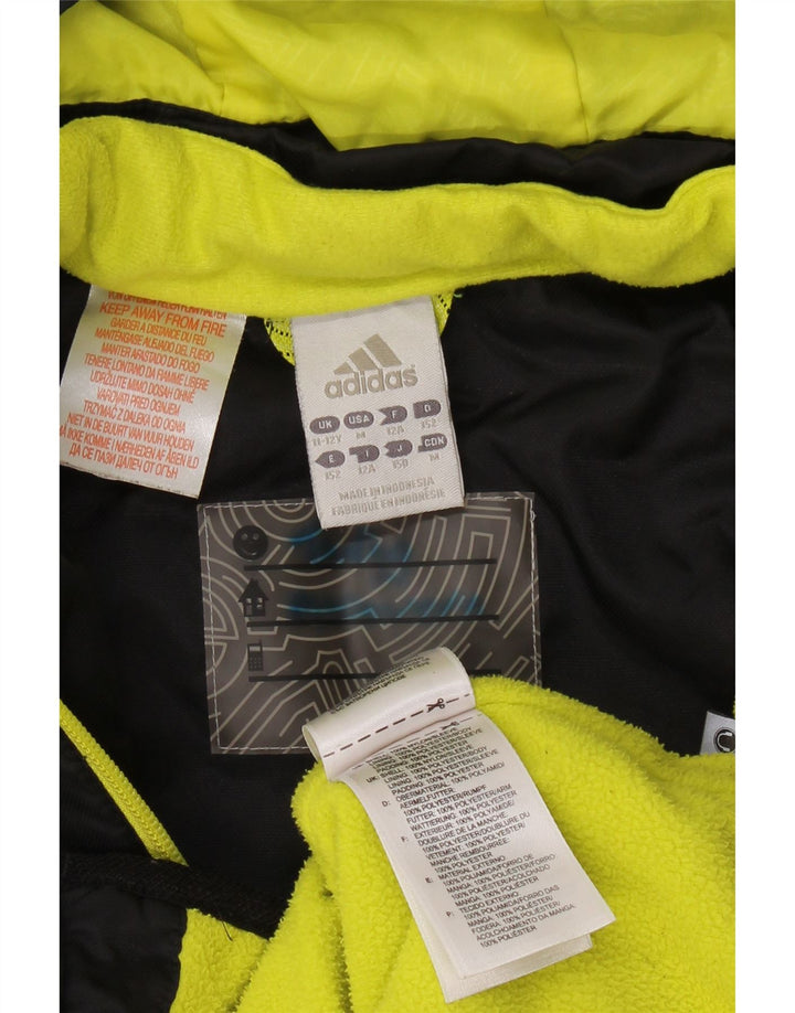 Jachetă de vânt cu glugă ADIDAS pentru băieți 11-12 ani, negru, color block