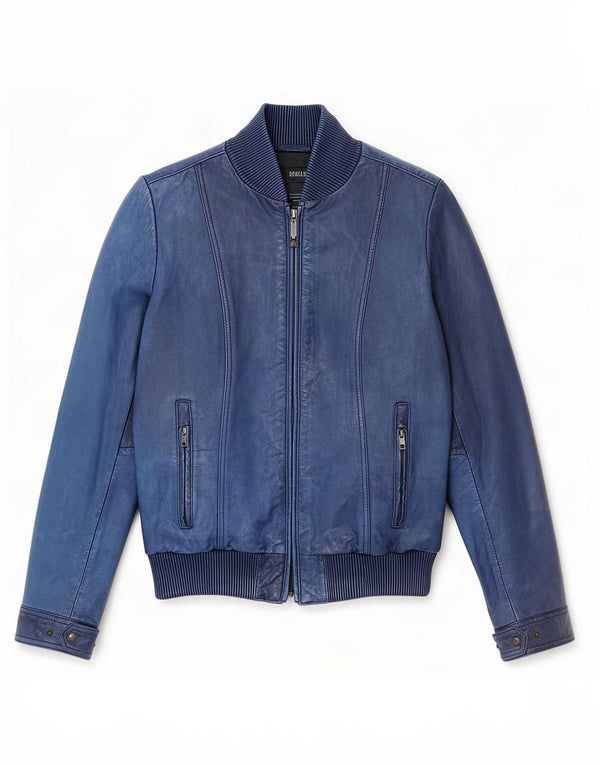 Jachetă de piele Bomboogie pentru femei UK 12 Medium Blue
