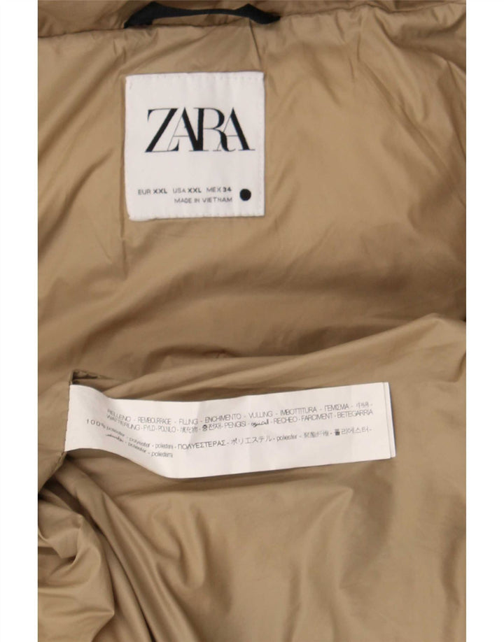 Jachetă căptușită cu glugă pentru femei Zara UK 20 2XL Bej Poliester