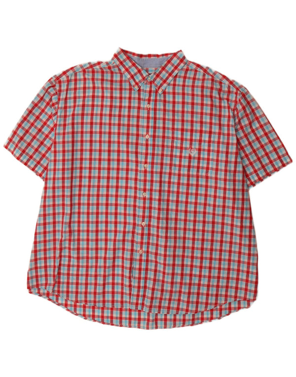 Cămașă cu mânecă scurtă mare pentru bărbați Chaps, cu ajustare normală, 4XL, bumbac vichy roșu