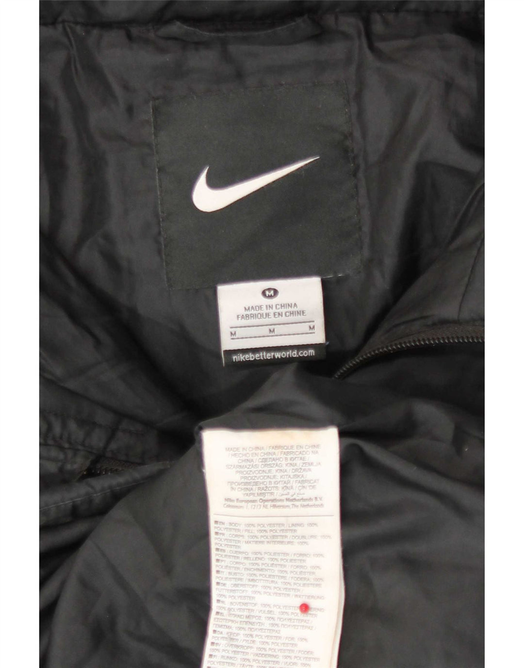 Jachetă căptușită cu grafică Nike pentru bărbați UK 38 Poliester mediu negru