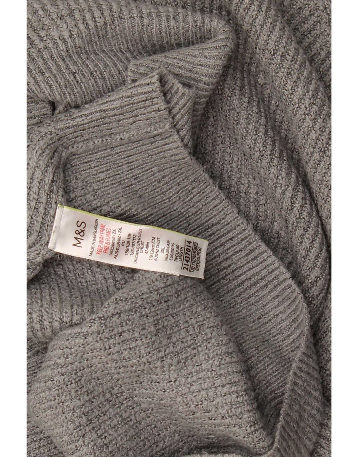 Pulover pentru bărbați Marks & Spencer, cu gât crew, 2XL, poliamidă gri