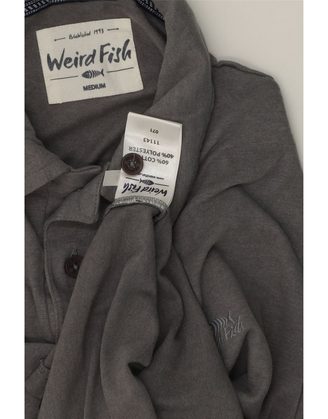 Tricou polo pentru bărbați Weird Fish, bumbac gri mediu