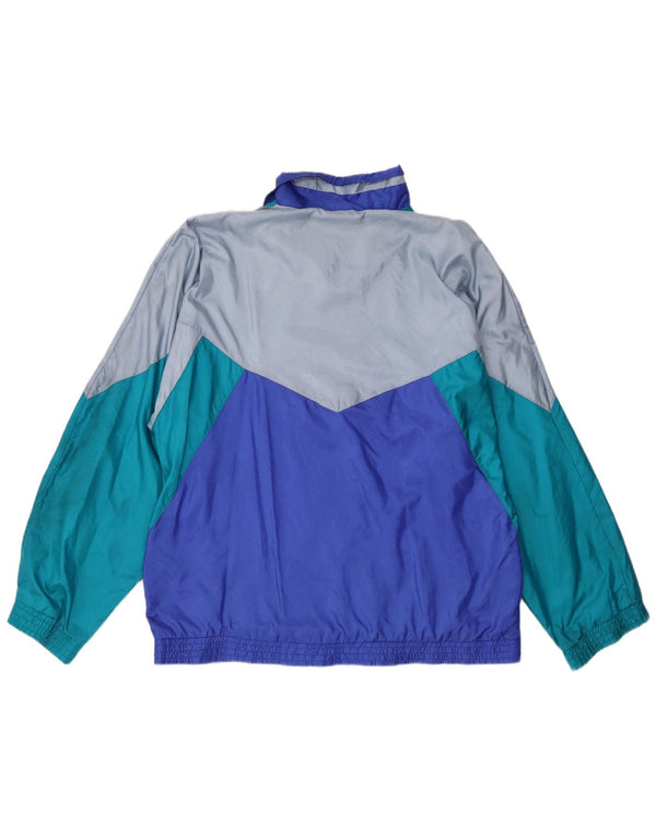 Leopard Mens Tracksuit Top Jacket UK 42/44 Large Blue Colourblock Nylon