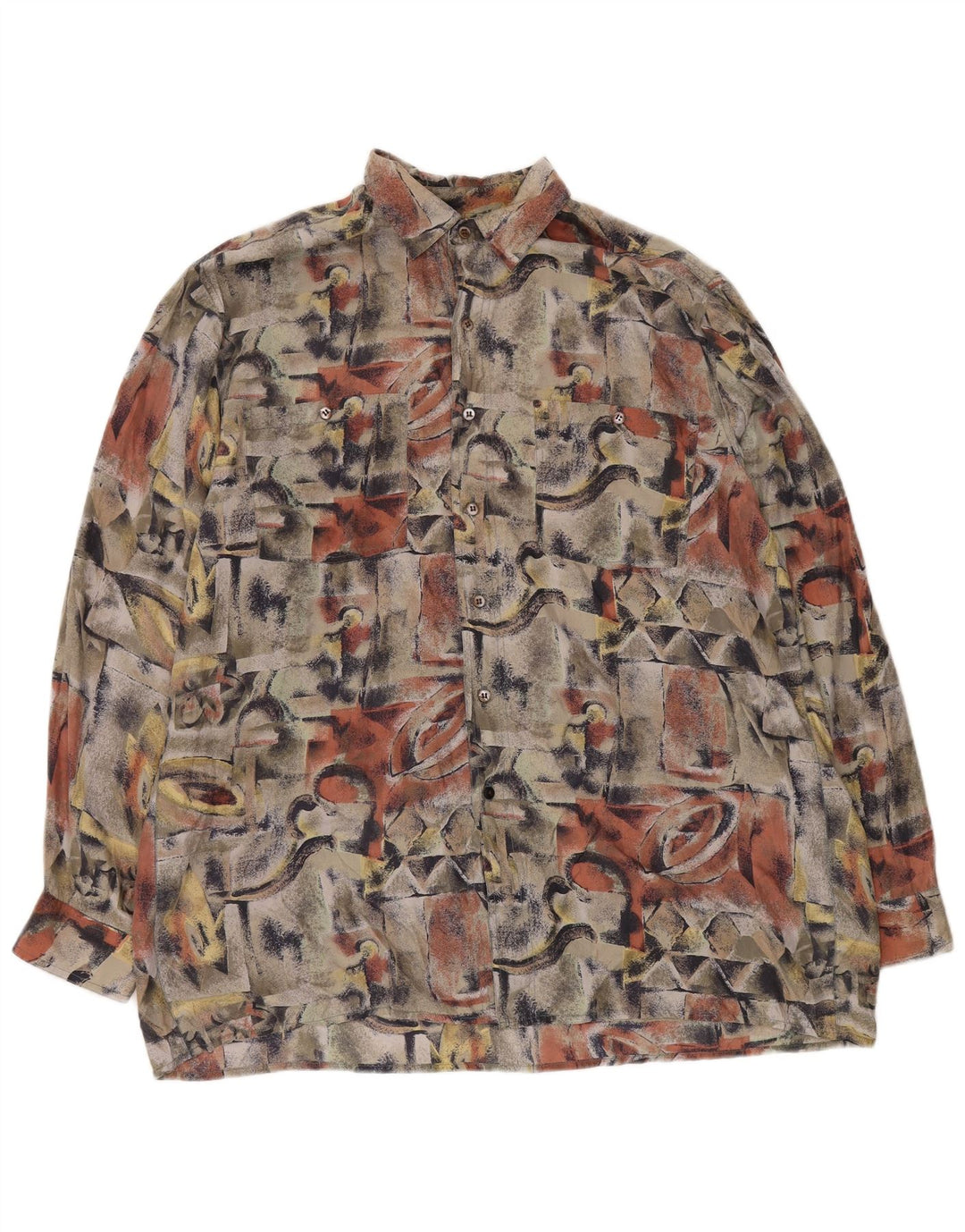 NOU FAST Cămașă pentru bărbați cu model abstract Mărimea 41/42 Mătase mare multicoloră