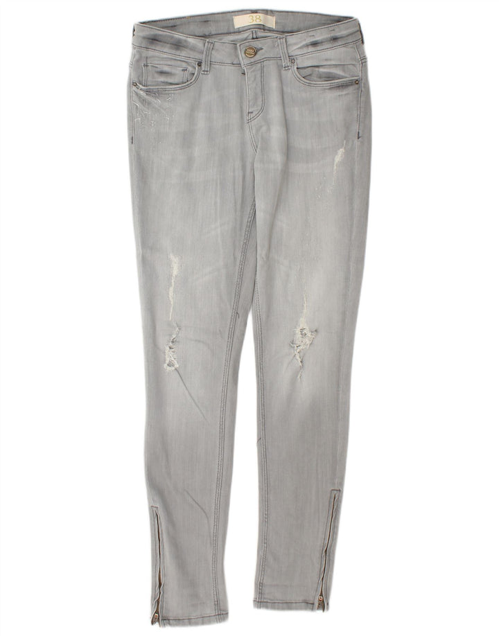 Blugi skinny de damă ZARA Distressed EU 38 Small W28 L30 Bumbac gri