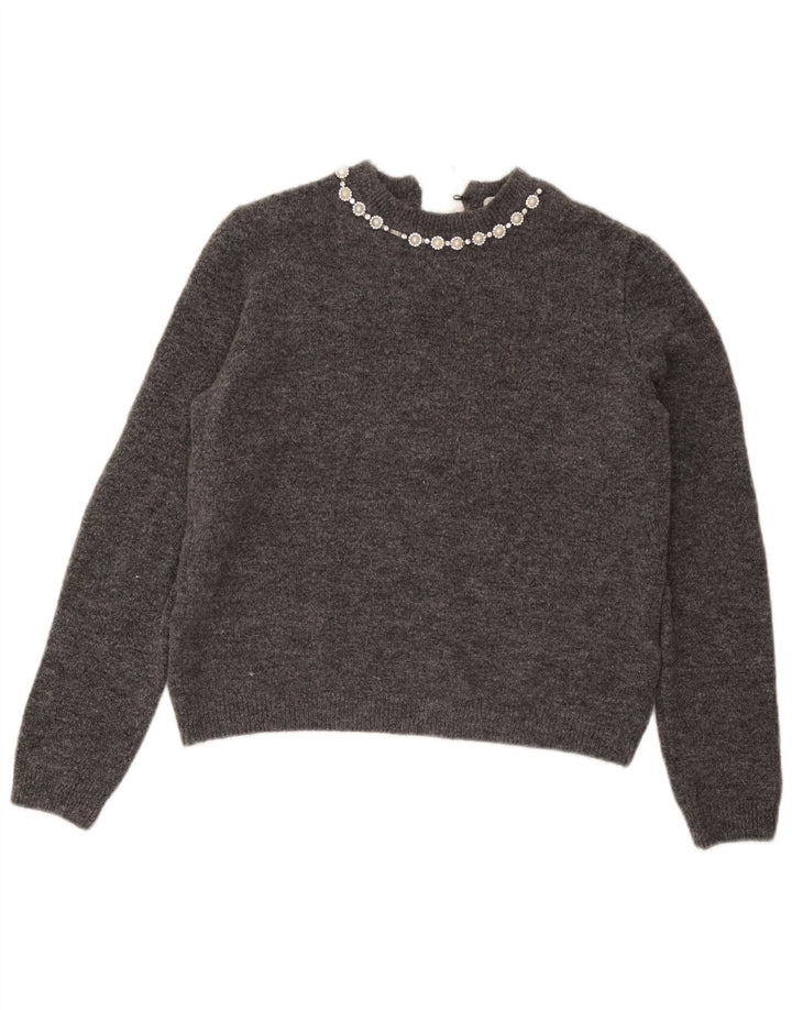 Pulover pentru femei Marks & Spencer cu gât de barcă UK 14 Medium Gri Acrilic