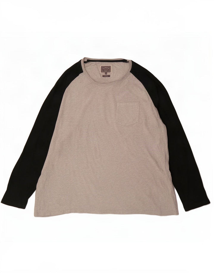 Top pentru bărbați Fat Face cu mânecă lungă 2XL, bumbac color bloc, gri