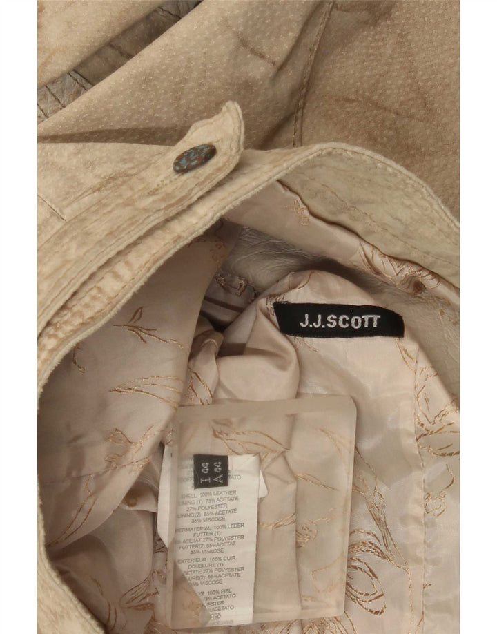 J.J.Scott Jachetă de motociclist din piele intoarsa, crop, pentru femei, IT 44, piele gri mediu