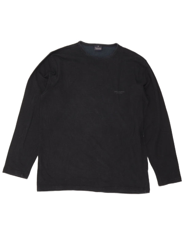 Trussardi Jeans Top pentru bărbați cu mânecă lungă 2XL, viscoză neagră