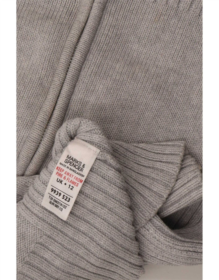 Pulover cardigan cu fermoar complet pentru femei Marks & Spencer UK 12 bumbac gri mediu