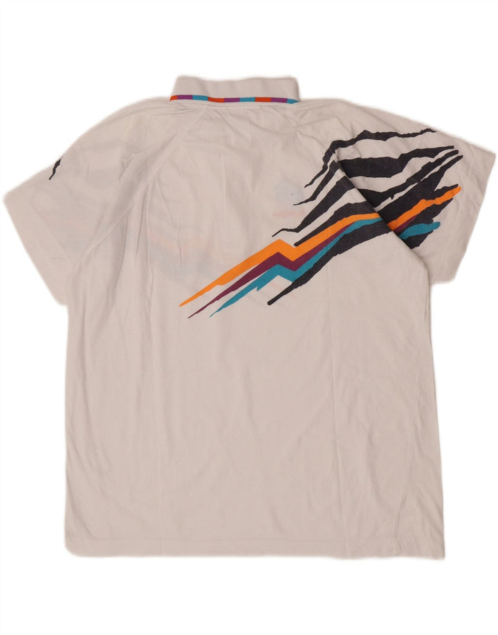 Tricou polo grafic pentru bărbați Lotto, mare, alb, bumbac