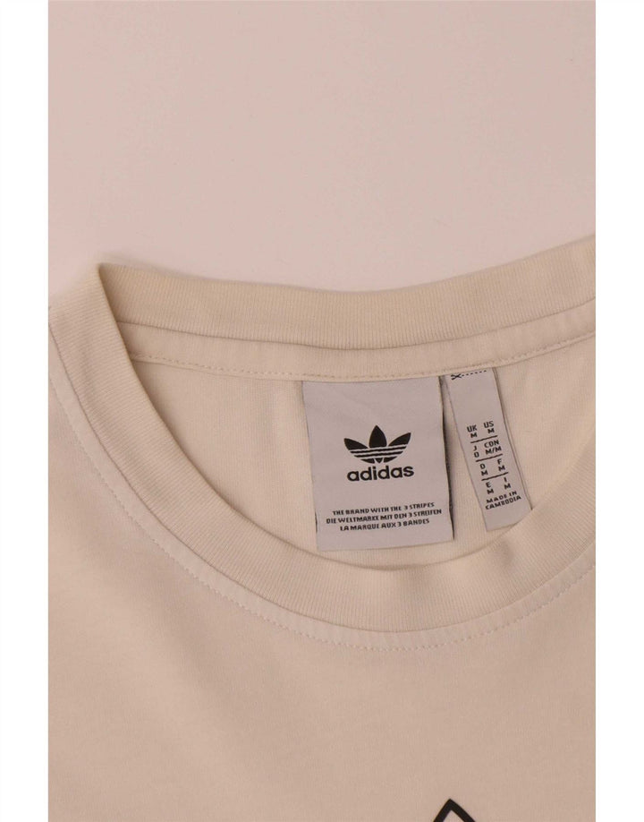 Tricou grafic Adidas pentru bărbați Top mediu din bumbac alb