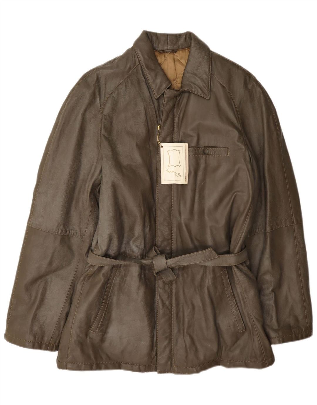 Jachetă de piele vintage pentru bărbați IT 48 Medium Khaki