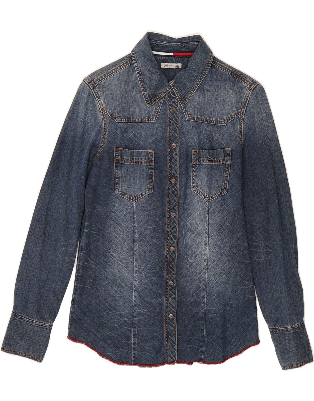 TOMMY HILFIGER Womens Denim Shirt UK 12 Medium Blue Cotton Vintage Tommy Hilfiger and Second-Hand Tommy Hilfiger from Messina Hembry 