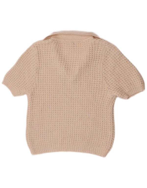 Pulover Topshop pentru femei cu mânecă scurtă cu gât polo și pulover UK 10 Small Off White
