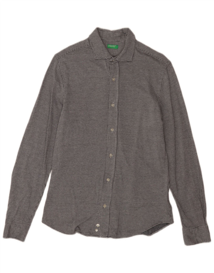 Cămașă Benetton pentru bărbați, bumbac cu picior de gală, gri mediu