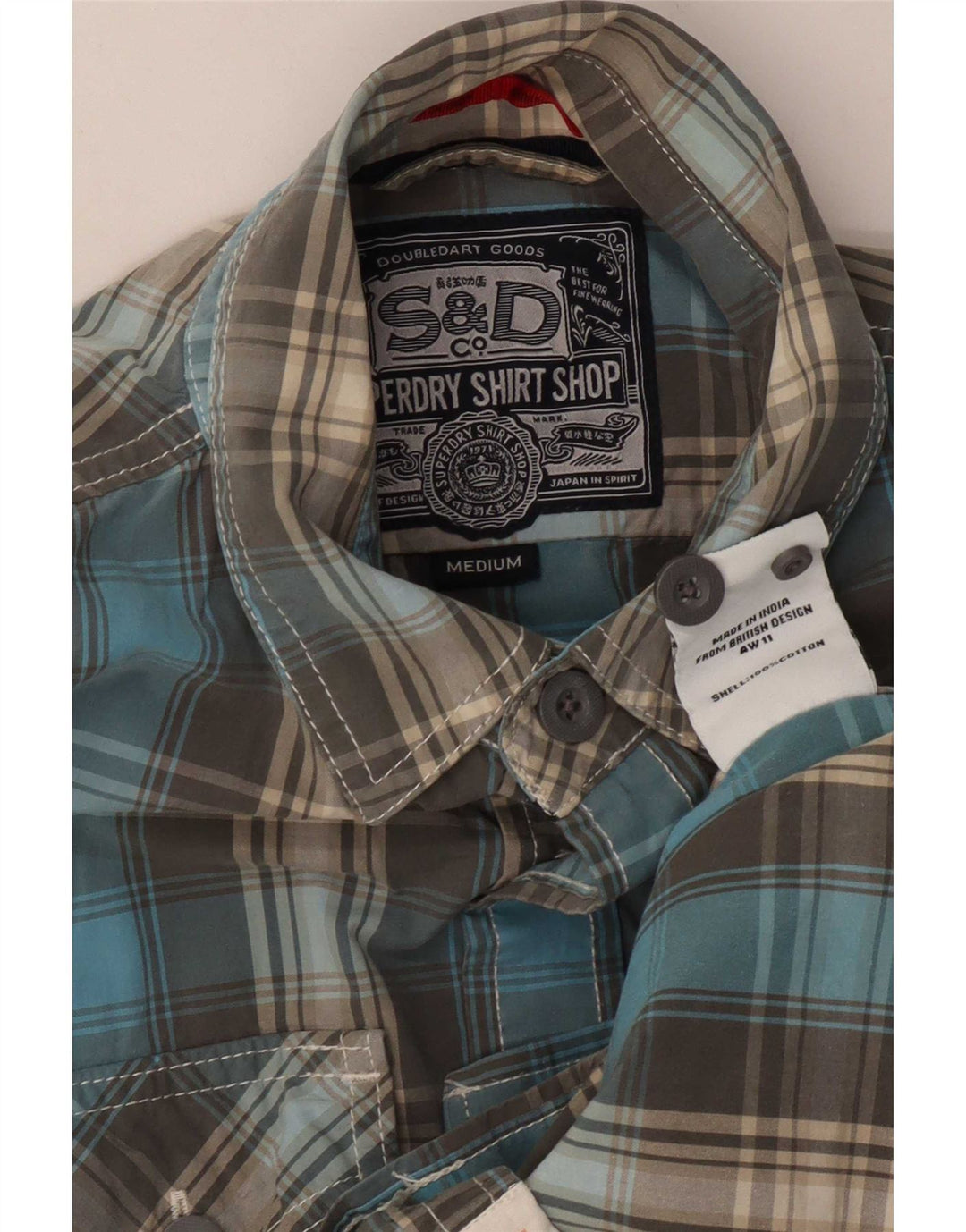Cămașă pentru bărbați Superdry, bumbac carouri albastru mediu