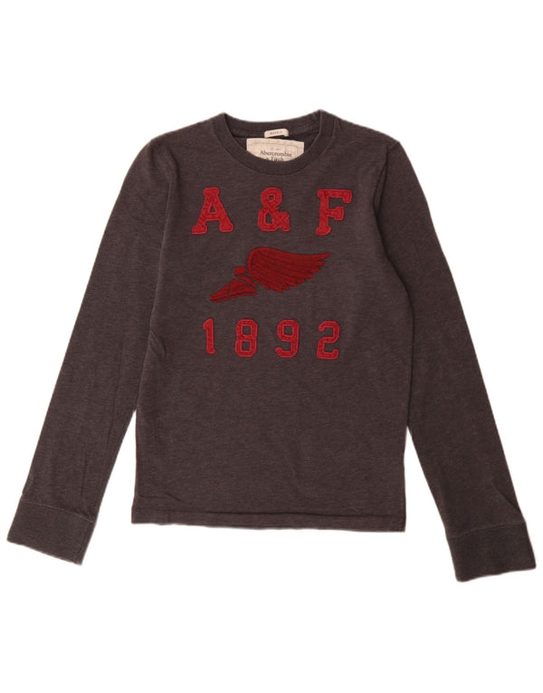 Abercrombie & Fitch Mens Muscle Graphic Top Long Sleeve Small Grey Flecked