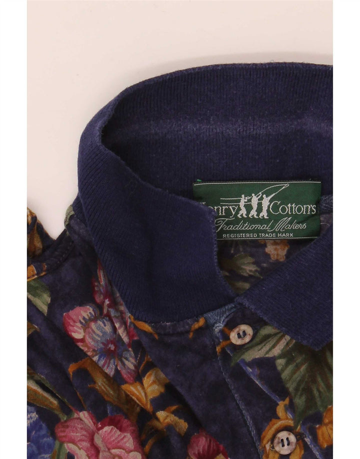 Tricou polo Henry Cottons pentru bărbați, albastru marin mediu, floral