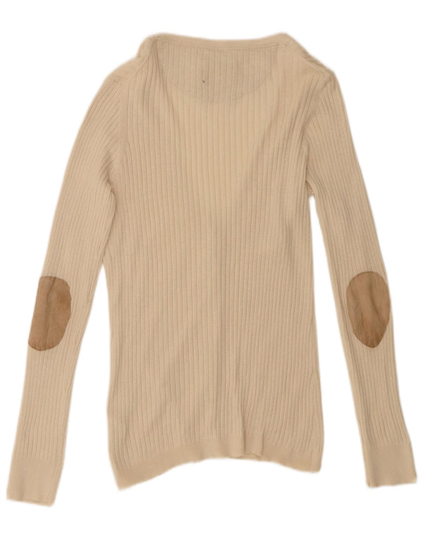 Pulover cardigan pentru femei Massimo Dutti UK 16 mare, bej, bumbac
