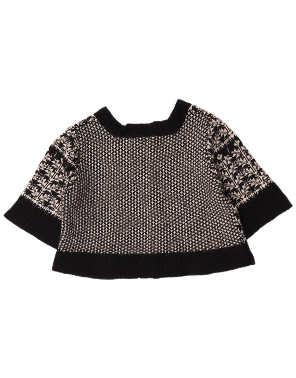 Dkny Pulover cardigan cu mânecă scurtă pentru femei UK 12 Medium Black Fair Isle