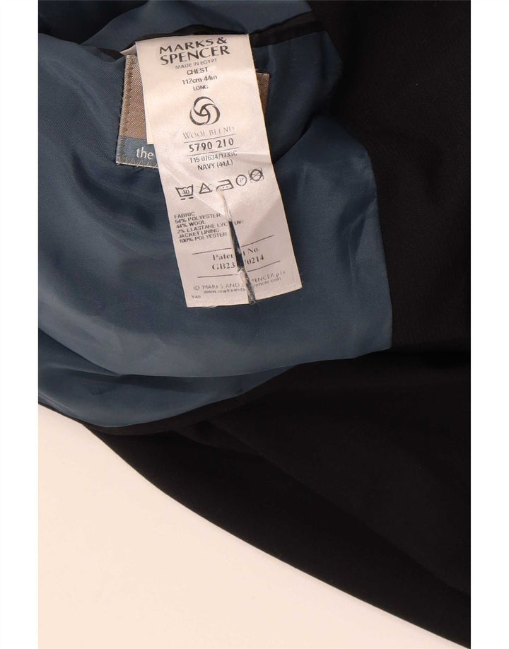 Jachetă pentru bărbați Marks & Spencer cu 3 nasturi, UK 44 XL, poliester, albastru bleumarin