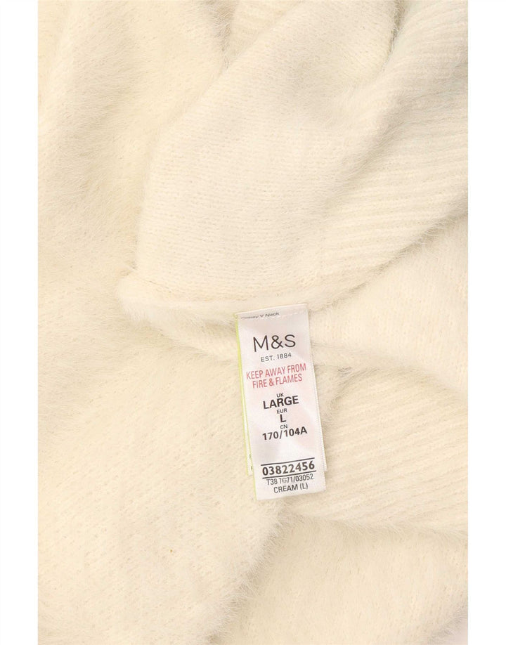 Pulover cu decolteu în V pentru femei Marks & Spencer UK 16, mare, alb