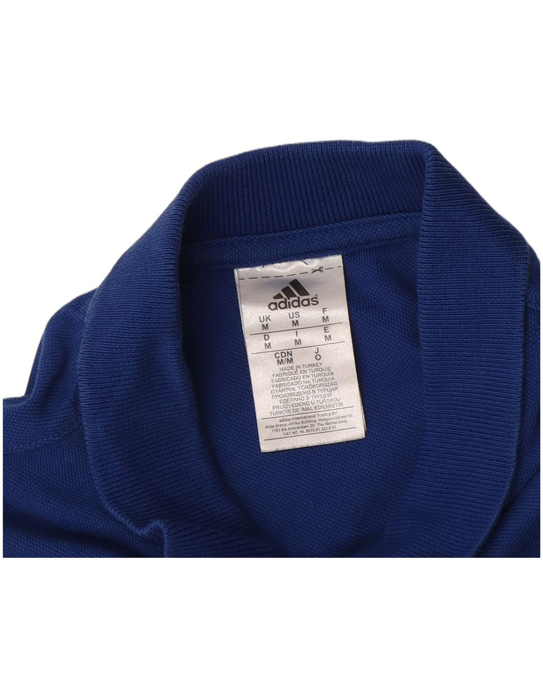 Tricou polo cu grafic pentru bărbați Adidas, bumbac albastru mediu