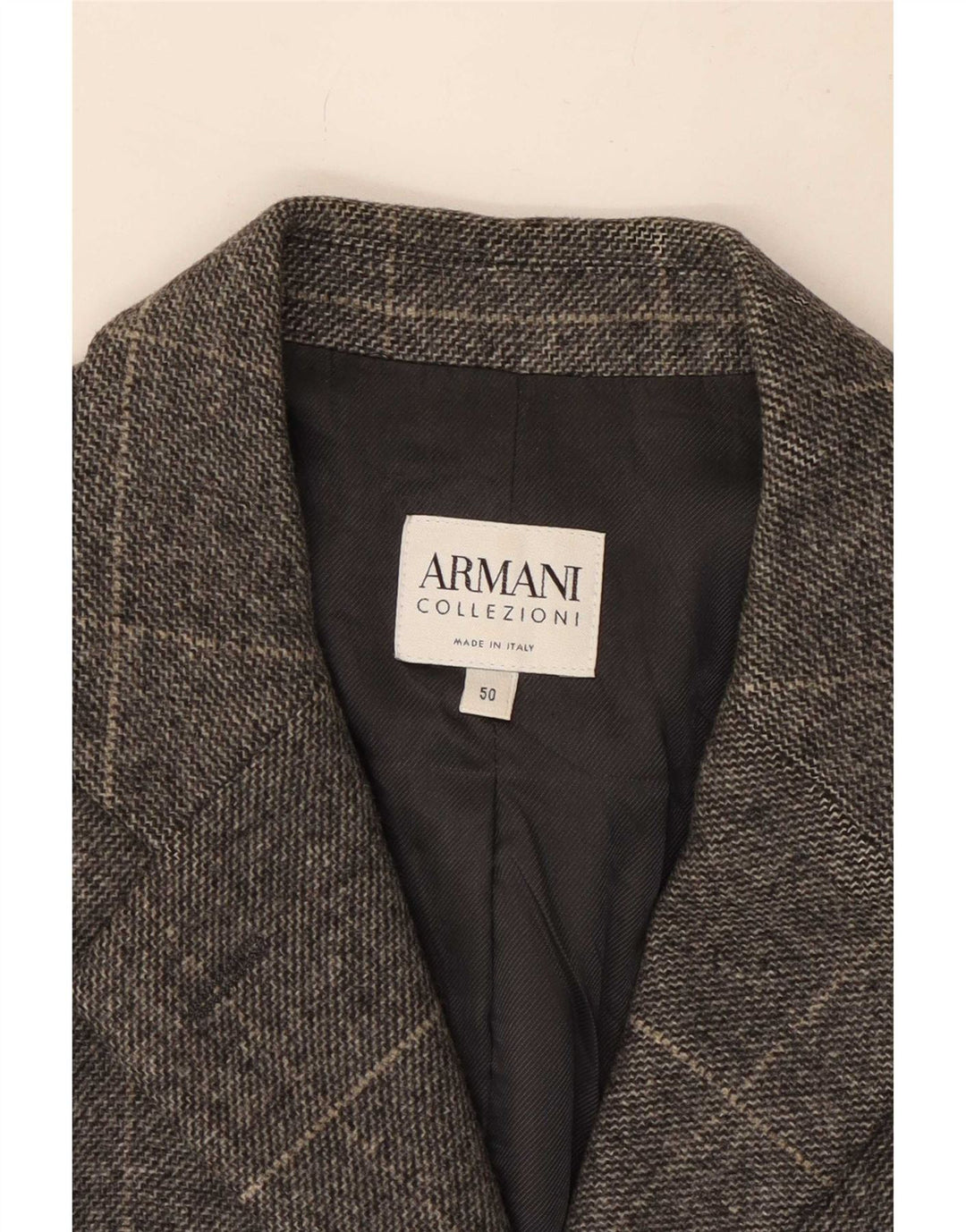 Jachetă pentru femei Armani Collezioni cu 3 nasturi IT 50 XL Lână cu carouri gri