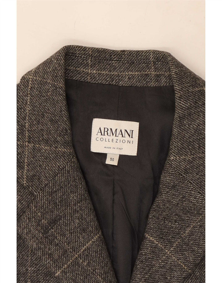 Jachetă pentru femei Armani Collezioni cu 3 nasturi IT 50 XL Lână cu carouri gri